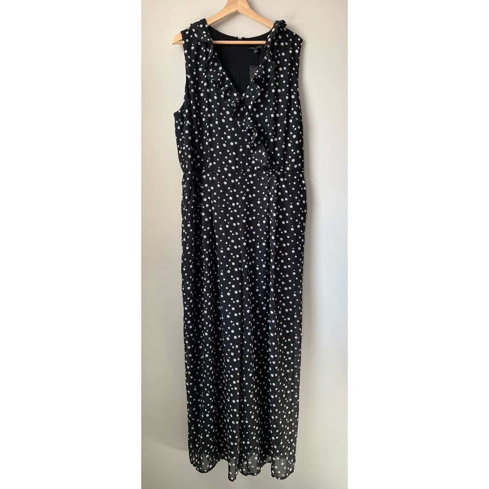 ❌SOLD❌ Lane Bryant Black White polka dot jumpsuit - Picture 2 of 6